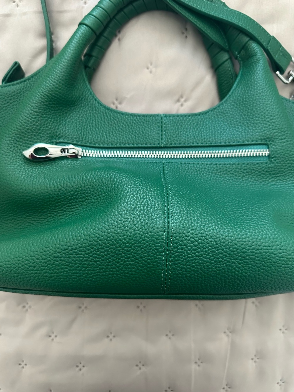 Iswee Green Genuine Leather Satchel Handbag, Shoulder bag or crossbody, NWOT - Picture 2 of 15